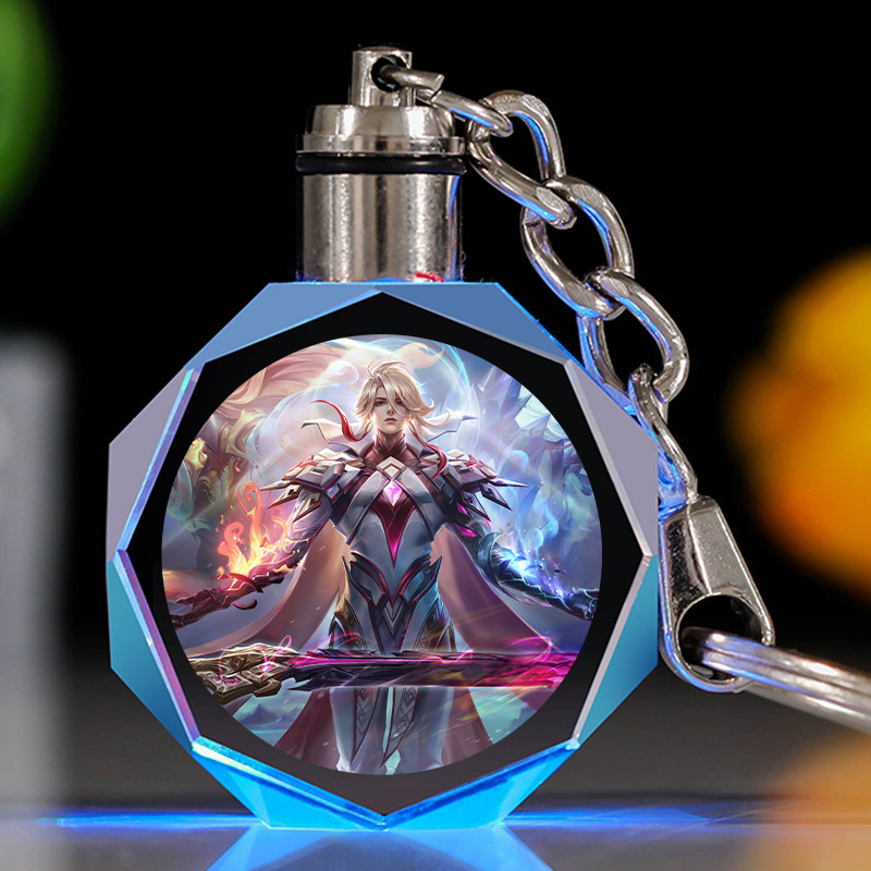 王者荣耀水晶王者荣耀水晶钥匙扣定制生日礼物发光书包挂件卡通动漫电玩小子