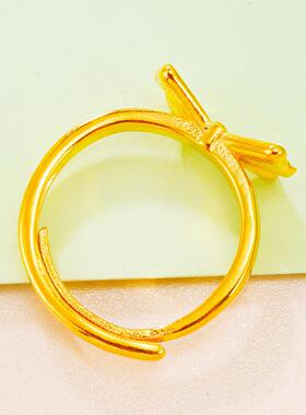 越南沙金蝴蝶结女生包金戒指