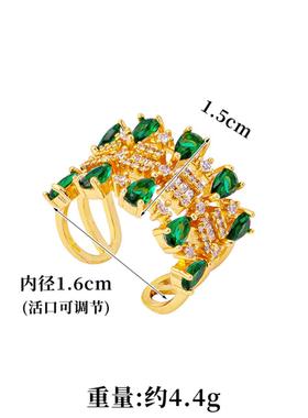 设计感镶锆多层开口戒指女越南沙金指环久不掉色义乌饰品