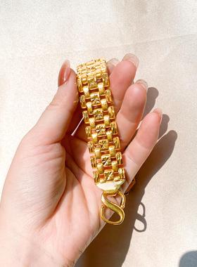 沙金坦克链百搭宽款车花手链