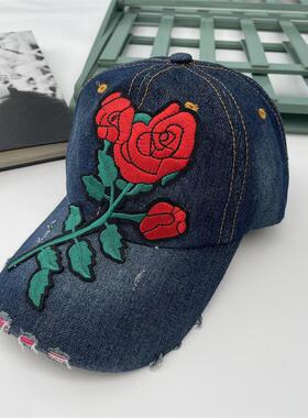 绣花贴布出游民族风女夏弯檐