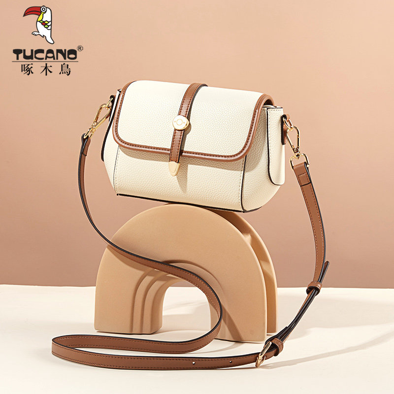 啄木鸟真皮2023新款法式小众斜挎包 啄木鸟女士包袋
