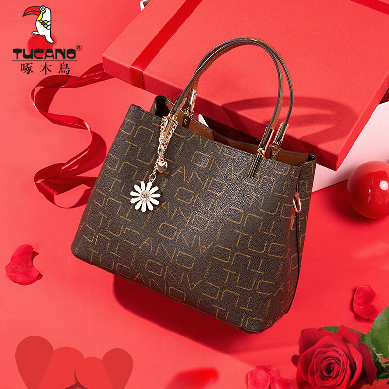 啄木鸟女士2023新款百搭中年手提包 啄木鸟女士包袋