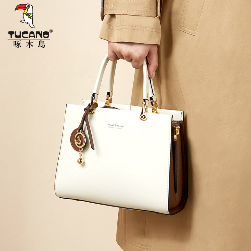 啄木鸟真皮女士2023新款百搭手提包 啄木鸟女士包袋