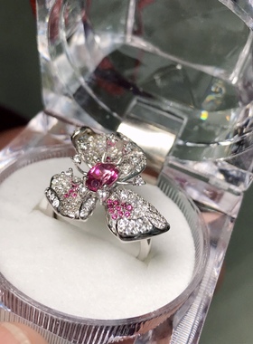 925银粉托帕豪镶戒指立体花