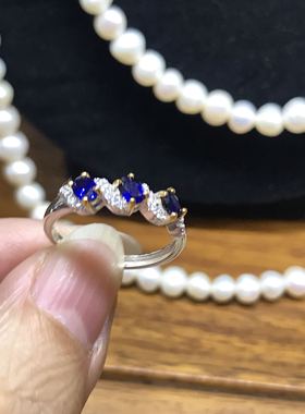 925银电镀蓝色宝石戒指