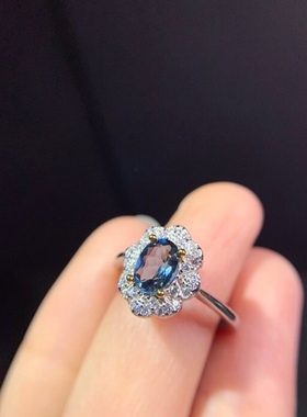 天然伦敦蓝耳钉戒指吊坠