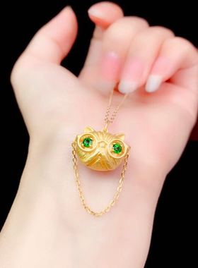 古法金925银镶嵌透辉石精工吊坠