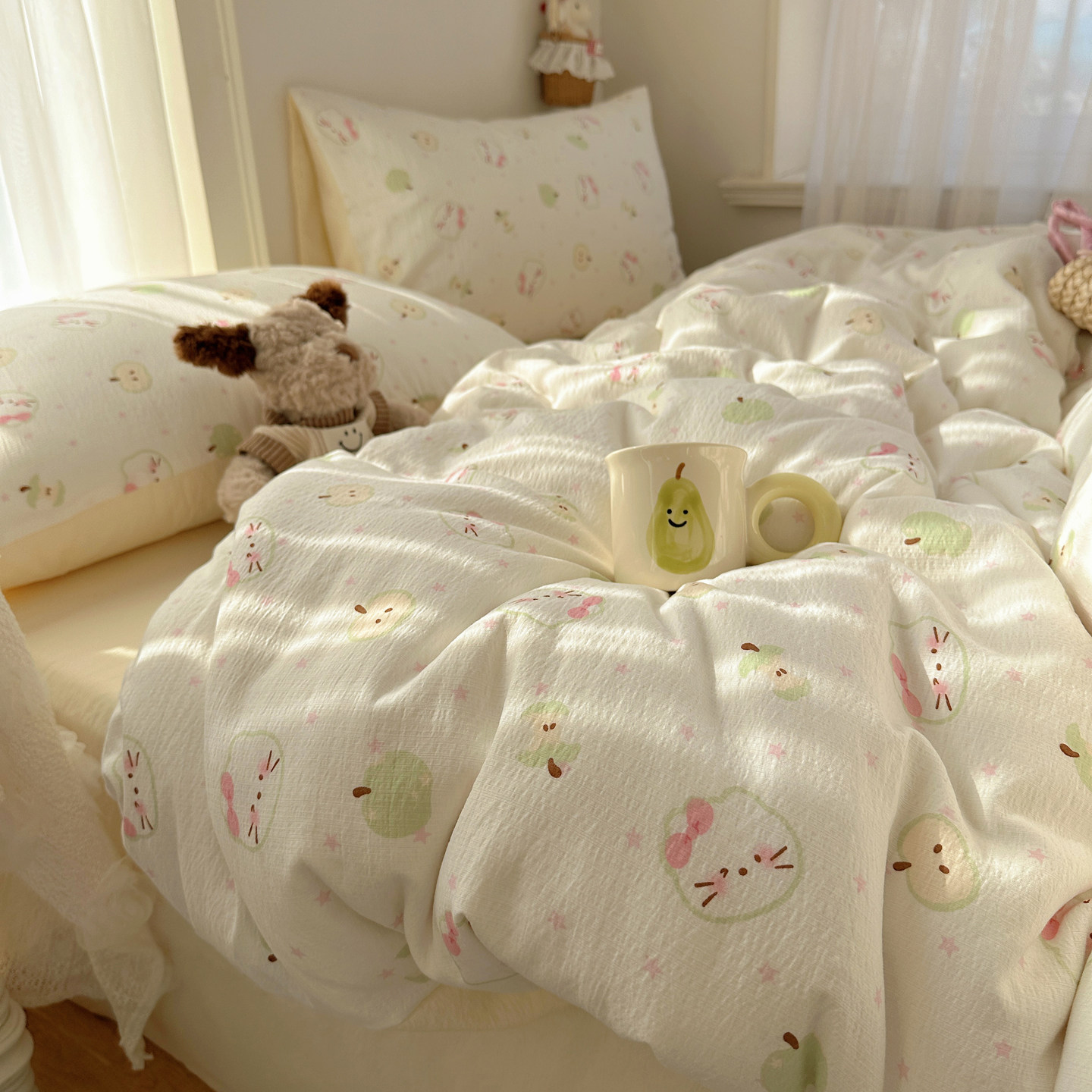 A类纯棉床上四件套新款小清新全棉单件被套罩学生宿舍床单三件套4