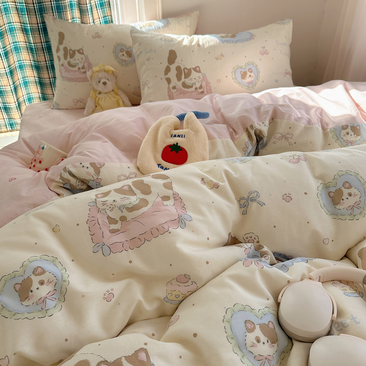 卡通印花纯棉床上四件套100全棉被套可爱儿童床品宿舍床单三件套4,淘宝优惠券,粉丝福利购,淘宝优惠卷