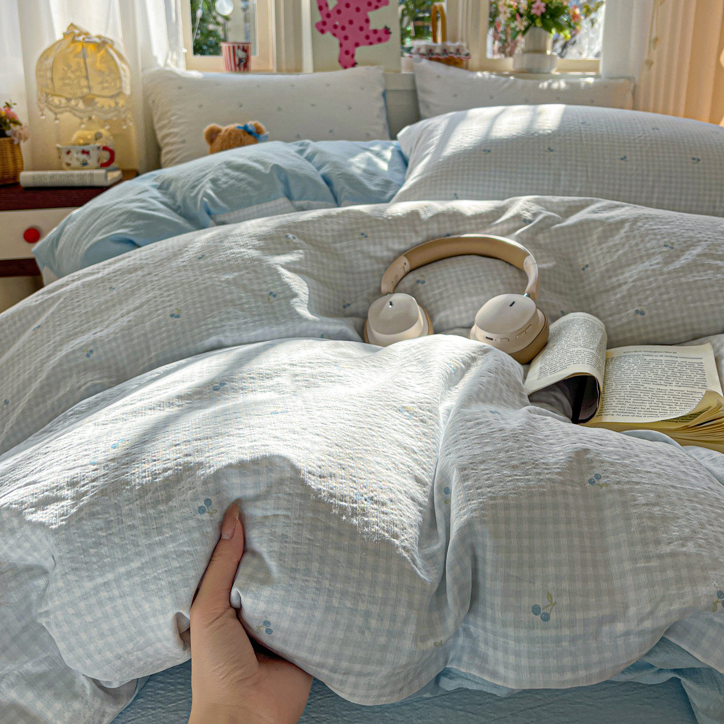 Class A pure cotton double-layer yarn cotton four-piece set 2026 new bed sheet quilt cover bed sheet cover dormitory three-piece set
