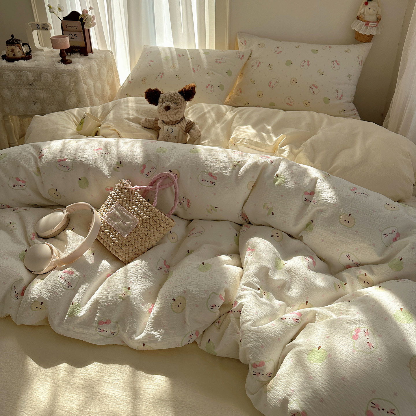 A类纯棉床上四件套新款小清新全棉单件被套罩学生宿舍床单三件套4