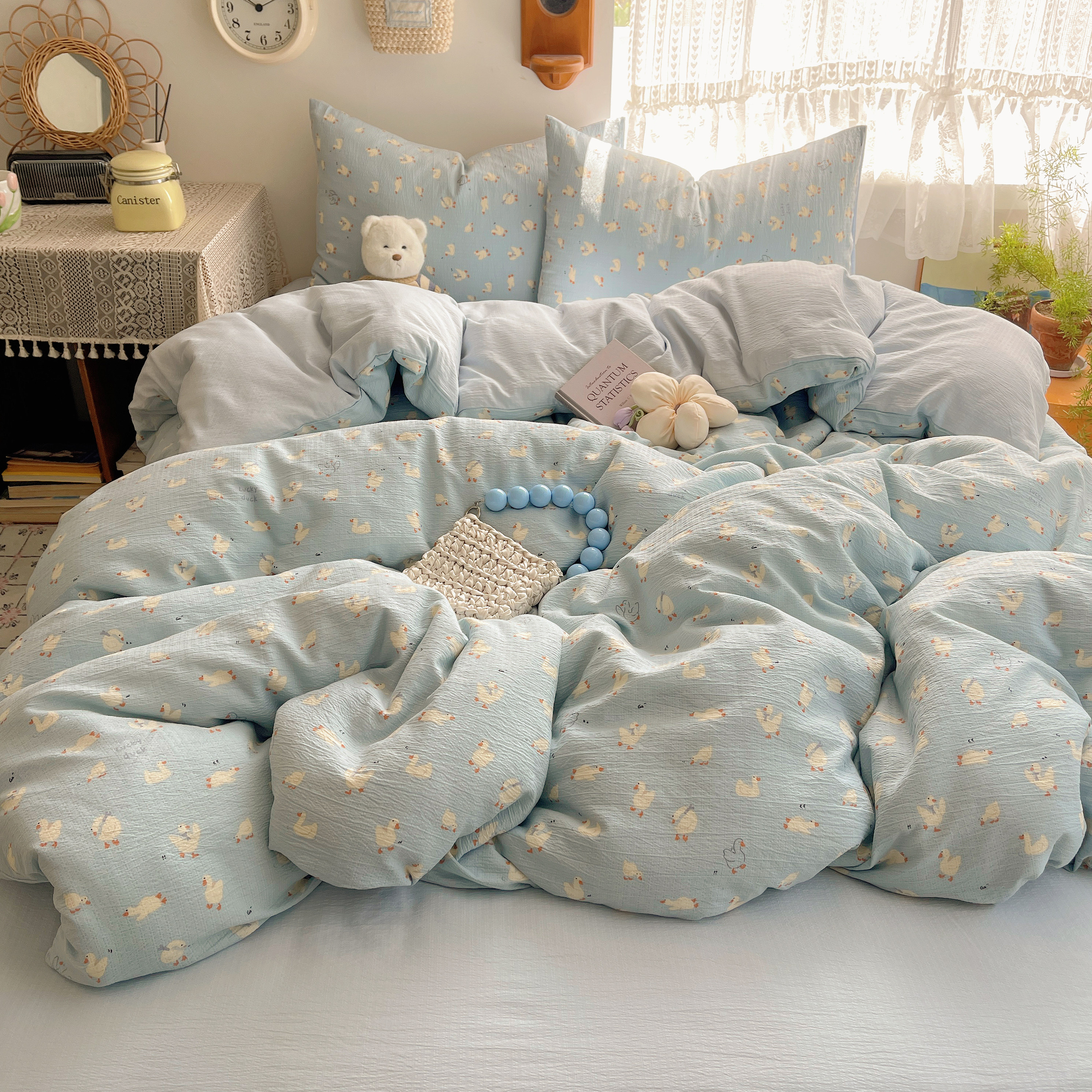 A类母婴级四件套全棉纯棉双层纱布单件被套罩学生宿舍床单三件套4