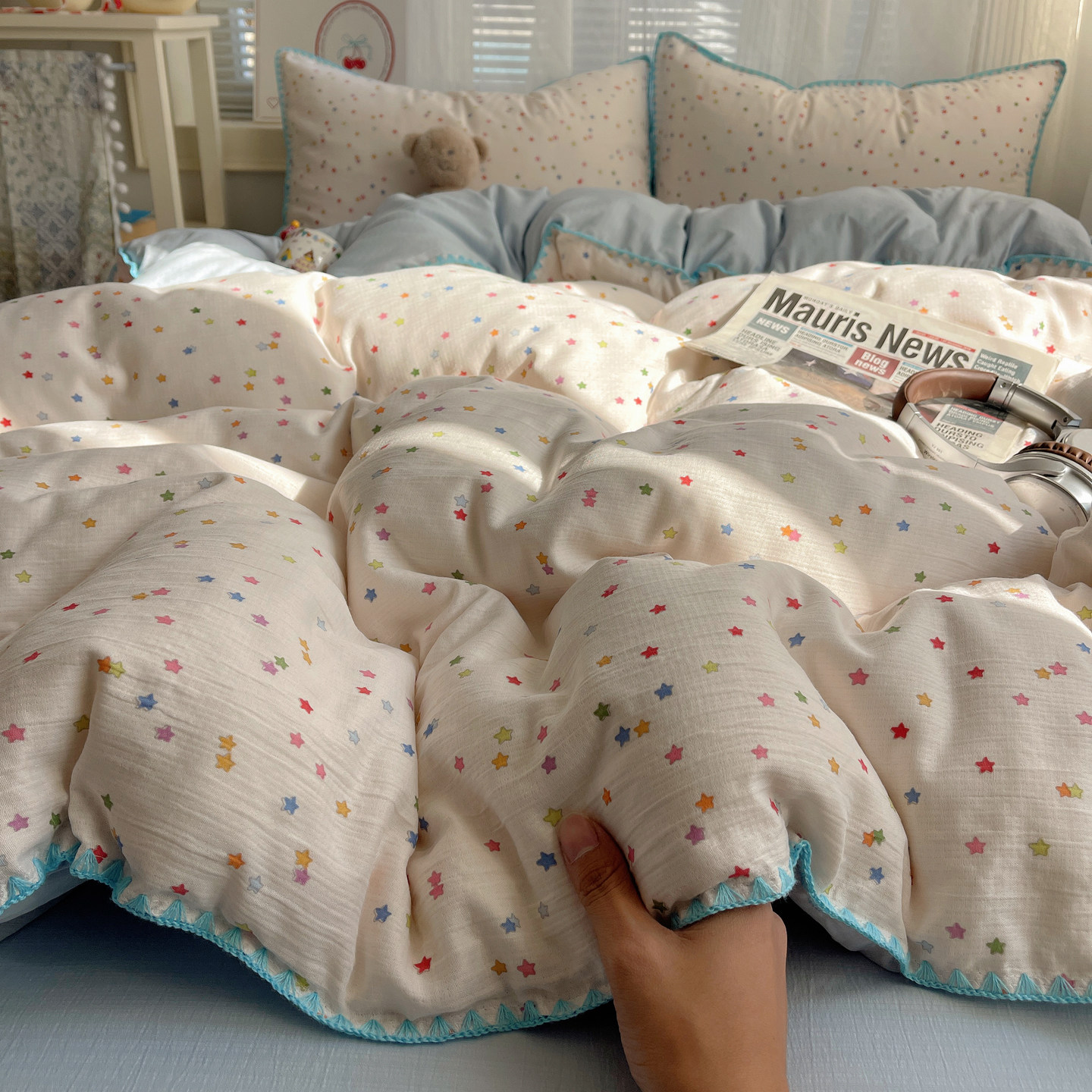 ins贝壳边床上四件套纯棉全棉2026新款床单被套大学生宿舍三件套4