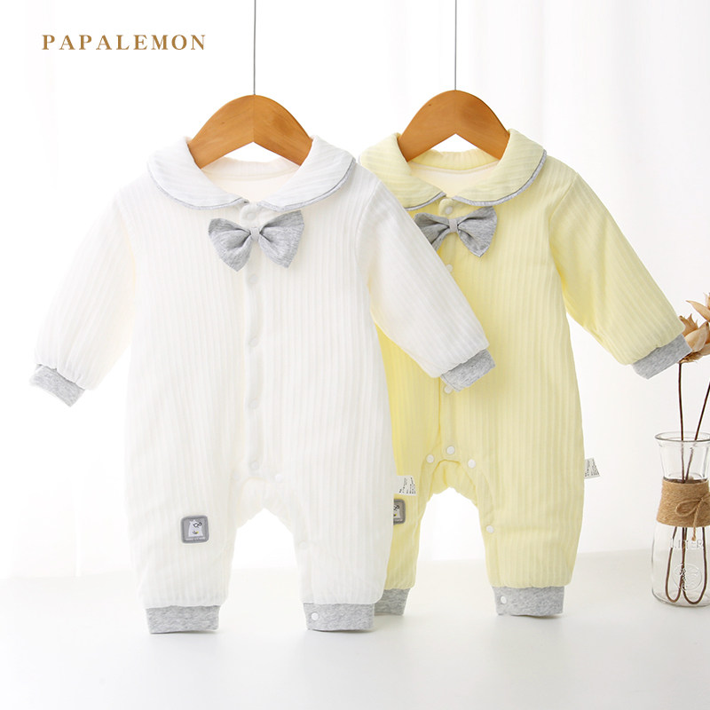 新生婴儿衣服春秋夹棉ins薄棉衣 papalemon母婴连身衣/爬服/哈衣
