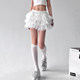2025 spring and summer new solid color versatile layered A-line skirt mesh cake skirt fluffy skirt