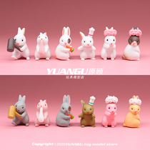 Day Style Emulation Mini Bunny Rabbit Cartoon Animal Model Children Microminiature Toys Puppets Cute Pendulum Girl Presents