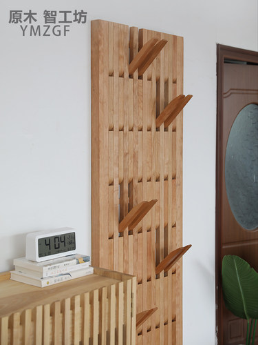 原木智工坊不能钢琴键樱桃木衣帽架墙壁置物架木条挂衣钩墙面挂架 - 图0