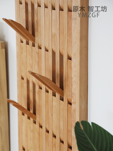 原木智工坊不能钢琴键樱桃木衣帽架墙壁置物架木条挂衣钩墙面挂架 - 图2