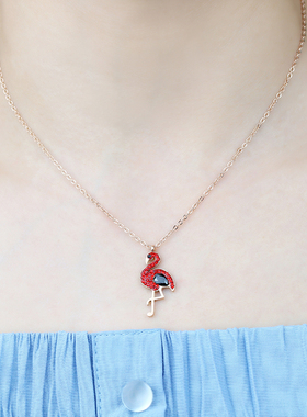 新款钛钢时尚小i鸟项链女气质 玫瑰金小动物锁骨链送礼物可爱饰品