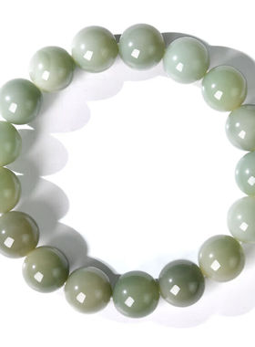 灵菲小青提菩提圆珠手链青灰白玉菩提根手串男女盘玩文玩饰品12mm