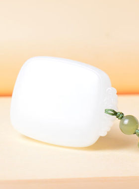 尊福林和田玉羊脂白玉平安无事牌吊坠男女款玉牌玉佩玉石挂件项链