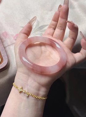 缅甸翡翠手镯平替石英岩桃花酿玉镯情人节礼物母亲节送妈妈