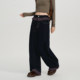 Girlyhalo American retro plaid lace stitching denim scimitar pants women's autumn new loose-leg trousers