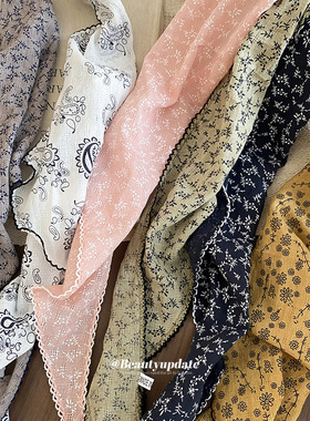 布艺三角形印花吊坠项链夏季温柔