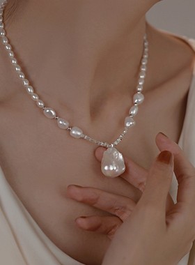 法式串珠花朵蝴蝶结珍珠项链优雅