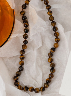 美拉德虎眼石款项链女复古气质百