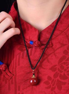 朱砂葫芦吊坠可打开空心瓶子装天然游戏津贴好运珠项链汽车钥匙扣