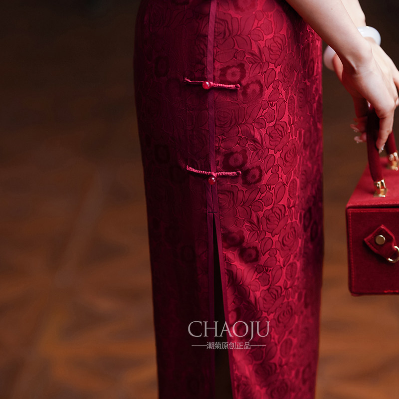 改良旗袍日常可穿红色妈妈喜服婚宴装夏季新款2024喜婆婆礼服高贵