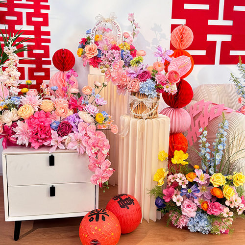 吾家婚品氛围感仿真花艺婚房布置婚宴客厅桌花摆设床头婚礼装饰1 - 图0