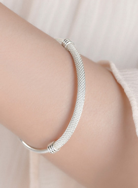 女925银小众ins网状磨砂手镯