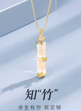 轻奢小众设计感猫眼石幸运竹颈链