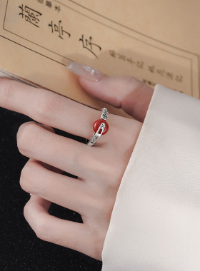 女925银国风指环钱币平安扣戒指