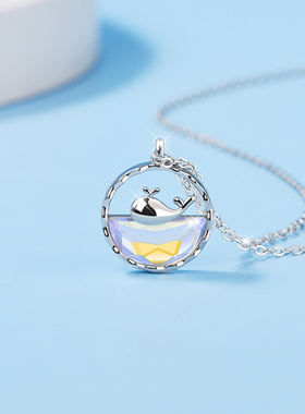 925银女轻奢小众鲸生有你项链