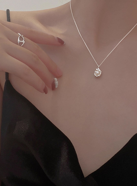 925银女冷淡风珍珠几何项链小众