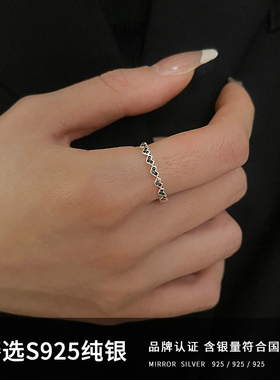 女925银爱心闪钻戒指简约冷淡风