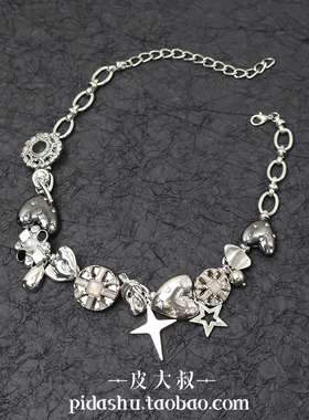 辣妹风星星颈链金属锁骨链choker