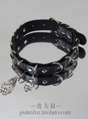 暗黑手掌骷髅头超酷夸张圆环项圈