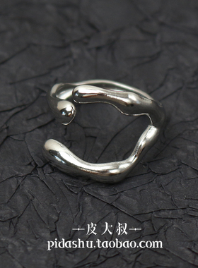 朋克不规则戒指ins钛钢素圈指环