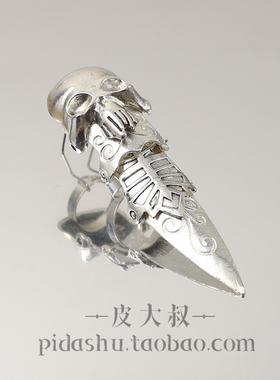 个性复古朋克骷髅活动关节戒指
