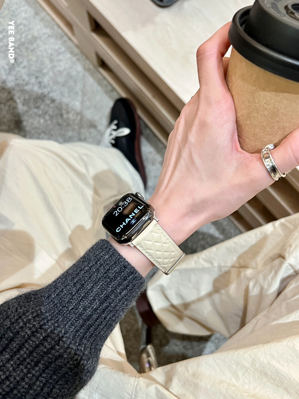 IAMYEE磁吸菱格小香高级感皮质表带适用Applewatch345678代iwatch - 图1