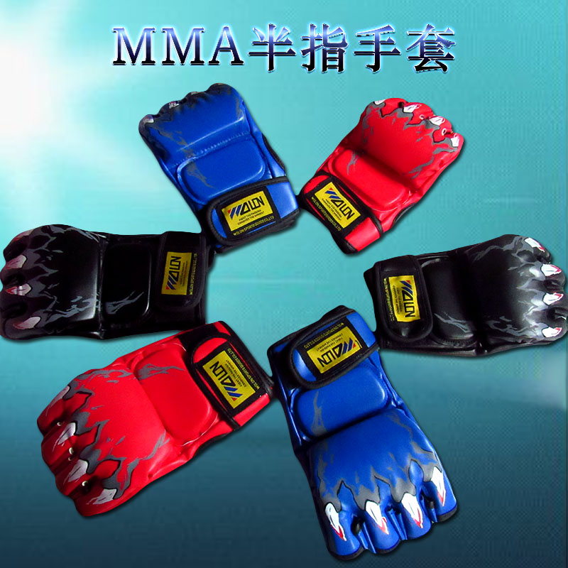 加厚拳击手套半指MMA拳套UFC散打手套打沙袋专业搏击格斗拳套包邮-图1