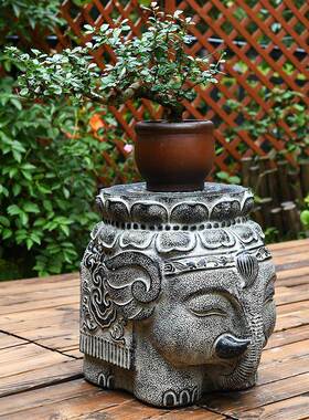 室内户外小院大门口装饰摆件中式庭院人造石鼓门墩坐墩仿石凳底座