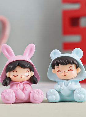 创意卡通情侣娃娃树脂桌面