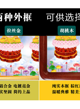 三宝佛像晶瓷挂画内置动态佛光灯