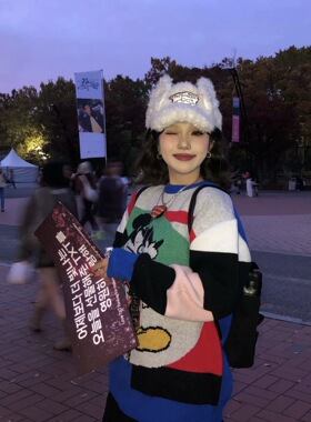 暴走日记~Y3K别碰我辣妹兔耳朵棒球帽女冬季保暖亚比设计毛绒帽子